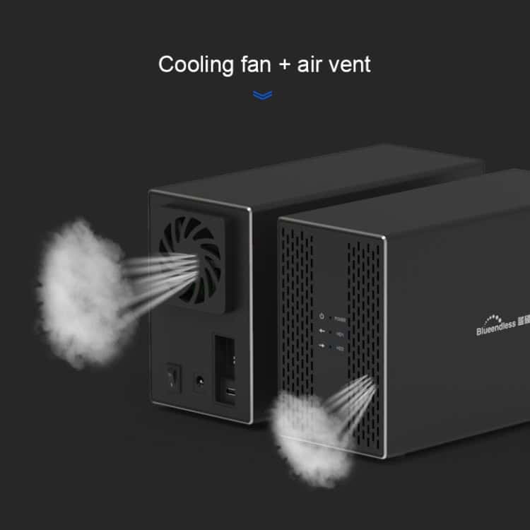 Blueendless USB-B 3.5" 2-Bay RAID HDD External Enclosure 10 Cooling Fan Air Vent Industrial Cooling System For Electronics And Data Centers, High-Performance Airflow Management By Syndmart.