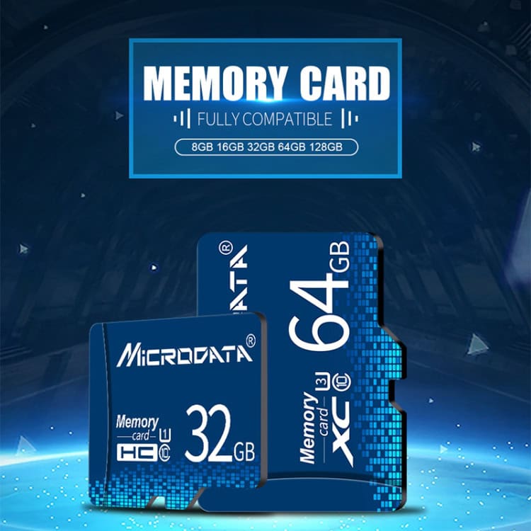 16GB U1 Blue TF Memory Card - High-Speed Data Storage Solution for Everyday Use 10 64Gb Microsd Memory Card For Smartphones, Tablets, And Cameras, Fully Compatible With High-Capacity Devices, Ideal For Data Storage And Transfer.