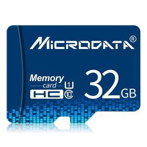 Microdata 32GB memory card with blue design and storage capacity indicated.
