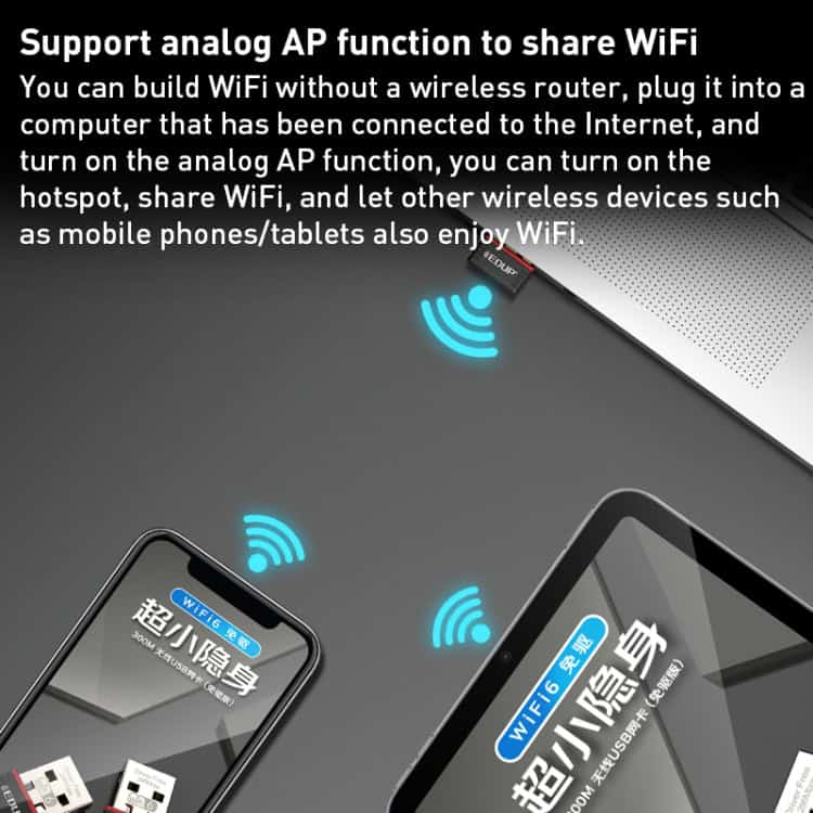 EDUP EP-AX300 300Mbps WiFi6 USB Network Adapter - Free Drive Installation 6 Edup Ep-Ax300 300Mbps Wifi6 Usb Network Adapter - Free Drive Installation - Image 6