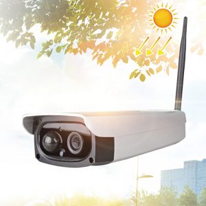 Solar powered security camera with Wi-Fi, outdoor surveillance, weatherproof CCTV, home security system, remote monitoring by Syndmart.