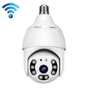 Wireless security camera with night vision and HD recording for home surveillance.