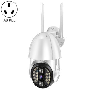 Wireless security camera with night vision and motion detection, outdoor waterproof surveillance system, high-definition IP camera with Wi-Fi connectivity for home security.