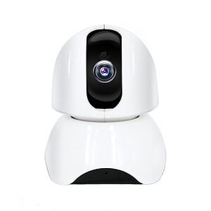 Robot security camera, indoor surveillance robot with camera for home security and monitoring, advanced AI-powered security robot image description, a sleek white security robot with built-in camera for home and office surveillance, featuring a modern design with smooth curves and a high-resolution camera lens for effective monitoring and security solutions in smart environments. relevance.
