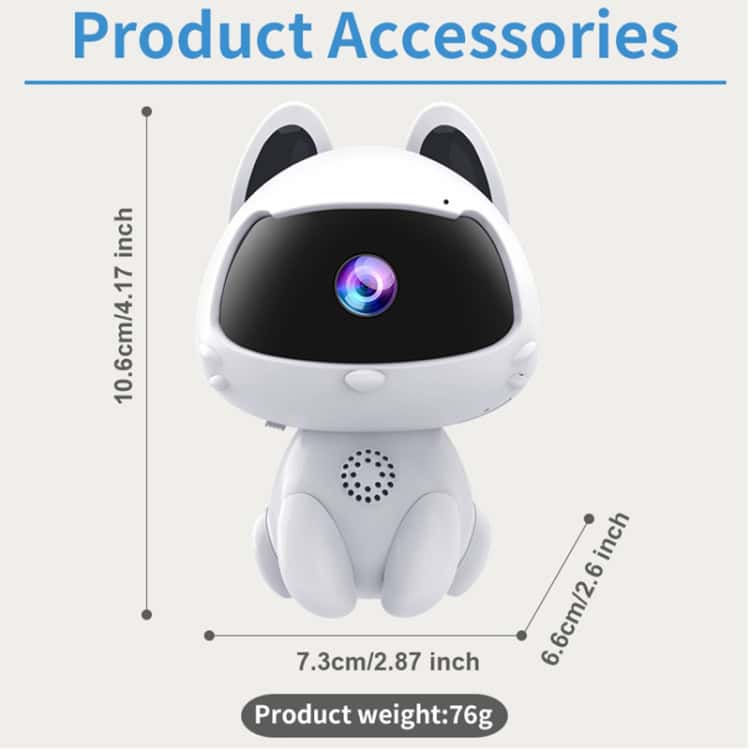 K9 Cute Pets Smart Camera - Night Vision, Two-way Voice, Motion Detection 11 Cute Robot Toy With Puppy Design, Height 10.6Cm, Width 7.3Cm, Weighs 76G, Perfect For Kids And Tech Enthusiasts, Featuring Interactive Features And A Sleek Modern Appearance.