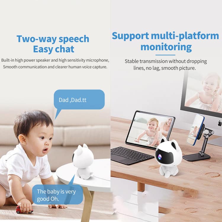 K9 Cute Pets Smart Camera - Night Vision, Two-way Voice, Motion Detection 6 Two-Way Speech Communication Device For Kids And Parents, Compatible With Multiple Platforms For Monitoring And Easy Voice Chat Integration.
