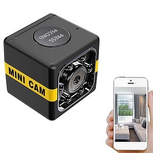 Mini security camera for home surveillance, wireless hidden spy cam with night vision and motion detection, compatible with Syndmart security products.