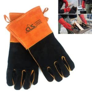 Outdoor BBQ Leather Insulated Welding Protective Gloves - Men and Women