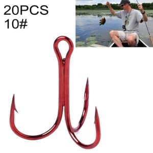 Classic Red High Carbon Steel Fishing Treble Hooks - Set of 20 Pieces by HENGJIA