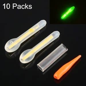 10-Pack Bulb Shape Luminous Night Fishing Light Stick, 30m Visibility, 3.0x25mm