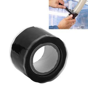 Self-adhesive black sealing tape for industrial sealing and repair applications.