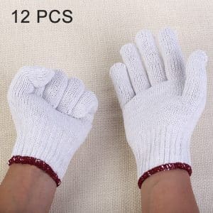 12-Pair Breathable Cotton Yarn Gloves for Wear-Resistant Protection