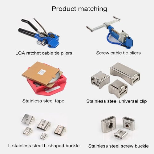 100 PCS 19.05mm Stainless Steel Cable Tie Lock Type Bundle Buckle 7 Lqa Ratchet Cable Tie Pliers, Screw Cable Tie Pliers, Stainless Steel Tape, Universal Clip, And Steel Buckles For Reliable Cable Management And Fastening Solutions.