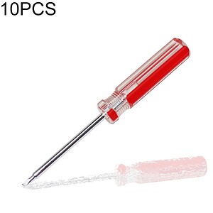 Red-handled screwdriver with magnetic tip for electronics repair and precision work.