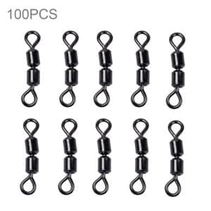 100 PCS Sturdy Fishing Rolling Swivels with Dual Rings, 8 Word Shape Connector