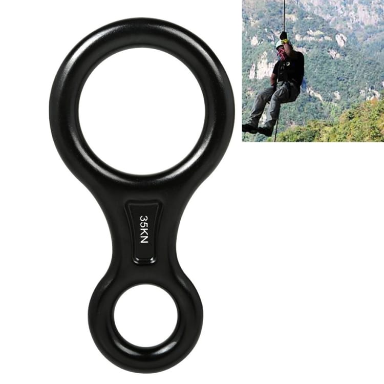 Black Climbing Rescue Figure 8 Descender - Rappelling & Belay Device for Safety 1 Black Climbing Rescue Figure 8 Descender - Rappelling &Amp; Belay Device For Safety