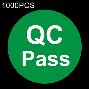 QC Pass sticker for quality control approval, 1000 pieces, badge symbol, used in manufacturing and product inspection processes for quality assurance.