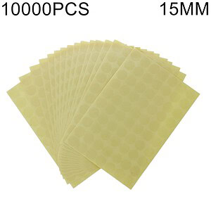 300x200 alt text: Pack of 1000 yellow adhesive bee honeycomb sheets, 15mm in size, perfect for beekeeping and honey harvesting projects.