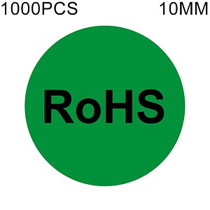 RoHS green certification label for electronics and tech products, ensuring compliance with environmental standards and hazardous material restrictions.