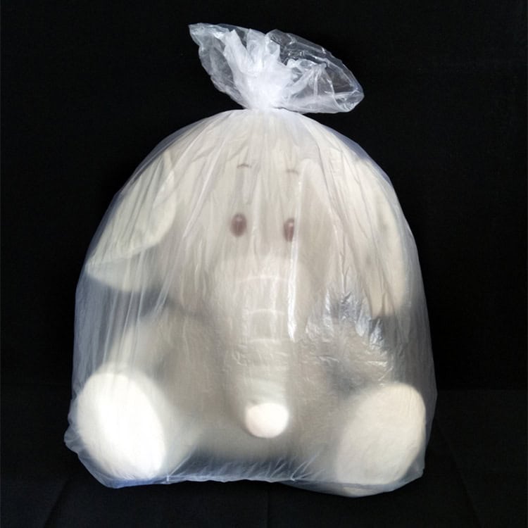 100-pack 2.8C Dust-proof PE Bags 60x100cm - Moisture-proof Seal, Versatile Use 9 Soft Plush White Stuffed Toy Inside A Clear Plastic Bag, Perfect For Gifting Or Retail Display, Showcasing High-Quality Plush Toy Products From Syndmart.