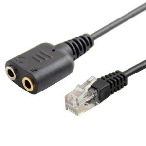 Dual 3.5mm to RJ9 Headset Office Phone Adapter Cable, 30cm Length