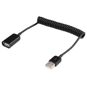 1m Spring Coiled USB Cable for Extended Reach & Flexibility - Plug & Play