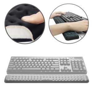 Microfiber keyboard cleaning cloth and anti-slip wrist rest for enhanced typing comfort, ideal for office and gaming setups.