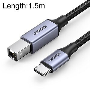 Ugreen Type-C to Type-B Printer Cable, 1.5m Nylon Braid, Fast Data Transfer