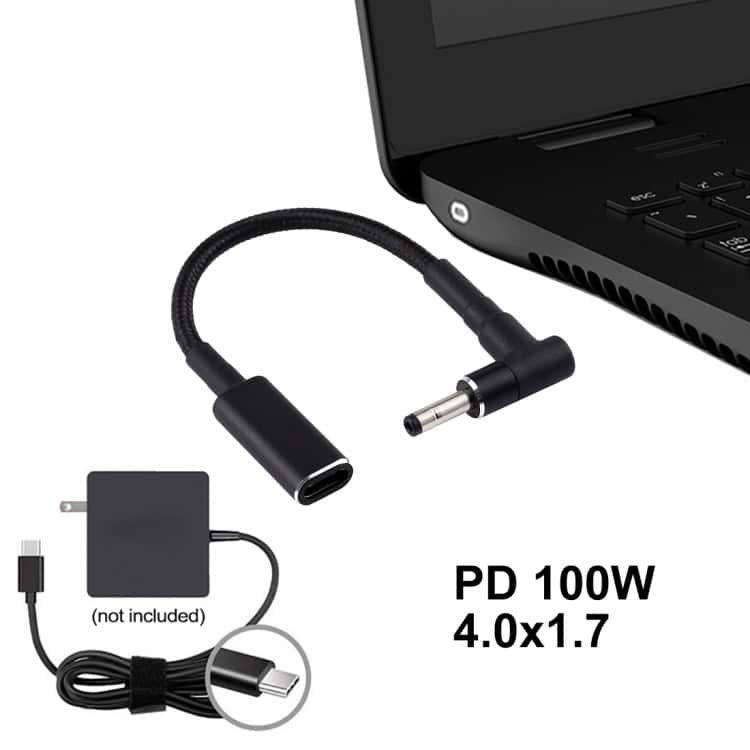 100W 18.5-20V Elbow to USB-C Adapter Cable 4.0x1.35mm Nylon Braid - Fast Charging 5 100W 18.5-20V Elbow To Usb-C Adapter Cable 4.0X1.35Mm Nylon Braid - Fast Charging - Image 5