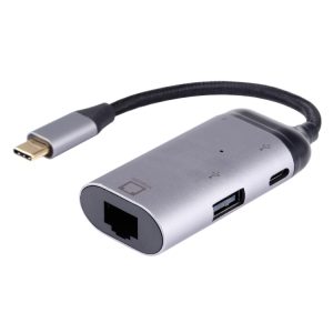 Ultimate Connectivity Hub: Type-C to RJ45 + Type-C + USB Adapter Converter