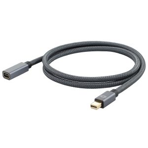 Compact 6.5mm Mini DP Male to Female DisplayPort Cable