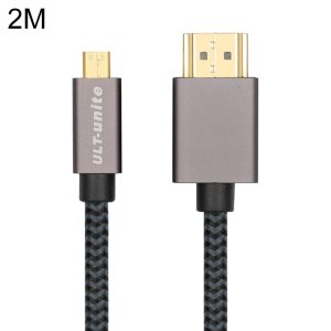 Ult-unite Gold-Plated HDMI to Micro HDMI Cable, 2m Nylon Braided Length