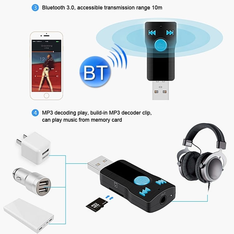 BC07 Bluetooth Receiver MP3 Player with Microphone & Handsfree Support 18 Bc07 Bluetooth Receiver Mp3 Player With Microphone &Amp; Handsfree Support - Image 18