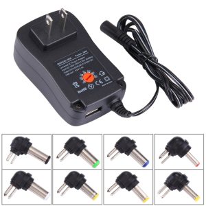 Universal 30W Power Adapter with 5V USB Port & 6 Tips - 1.2m Cable