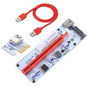 USB 3.0 PCI-E Express Riser Card Adapter - Power Port, SATA & USB Cable