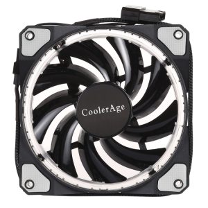 12cm 3-Pin Computer Chassis Fan with Green LED Light & Silent Cooling •