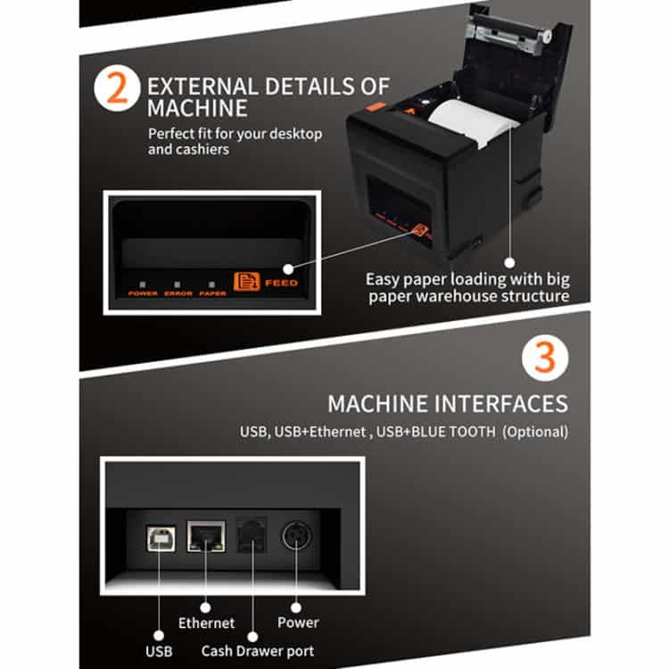 ZJ-8360 II 80mm Thermal Receipt Printer with USB & LAN Interface 6 Zj-8360 Ii 80Mm Thermal Receipt Printer With Usb &Amp; Lan Interface - Image 6
