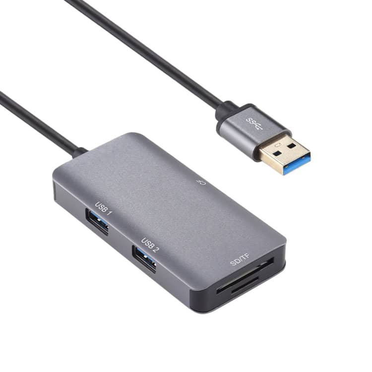 Ultimate 5-in-1 USB 3.0 Card Reader • Dual USB 3.0 + CF + TF + SD Slots 3 Portable Usb-C To Dual Usb 3.0 Hub Adapter For Data Transfer And Device Connectivity.