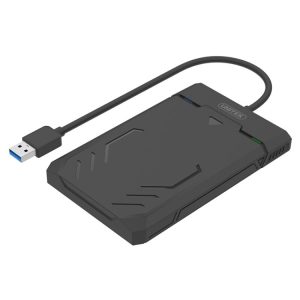 External SSD enclosure with USB 3.0 interface for high-speed data transfer and external storage solutions. Compact, durable design suitable for gamers, professionals, and data archiving.