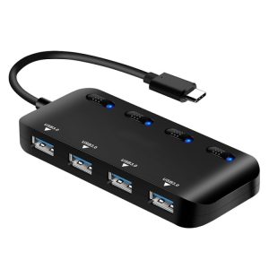 High-Speed USB-C Hub with 4 x USB 3.0 Ports and Switch