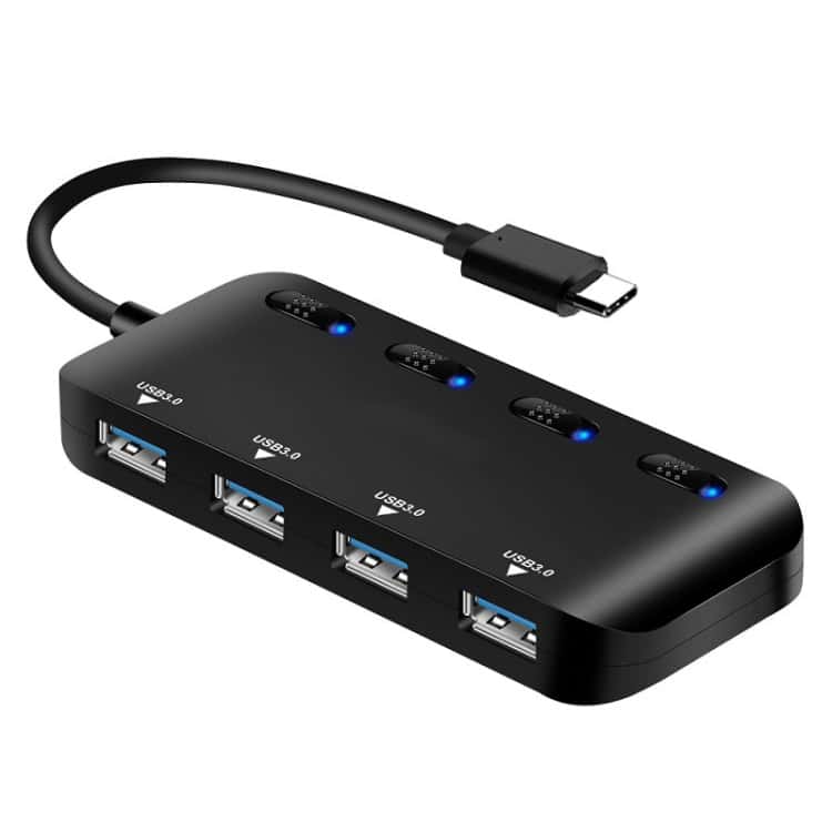 High-Speed USB-C Hub with 4 x USB 3.0 Ports and Switch 1 High-Speed Usb-C Hub With 4 X Usb 3.0 Ports And Switch