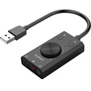 ORICO SC2 USB Sound Card with 2 Headset Ports, Mic Port & Volume Control