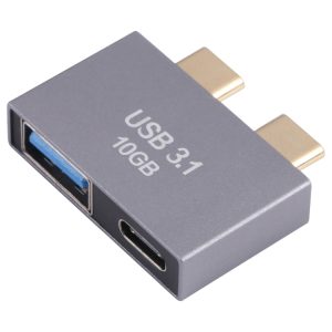 Dual USB-C Male Adapter with USB Female Port - Connect Multiple Devices Efficiently