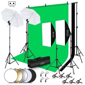 PULUZ LED Softbox Photography Kit with Background & Tripod Mount