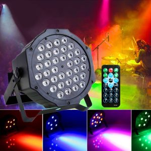 36W RGB LED PAR Light - Remote Control, Strobe + Sound, Self-propelled