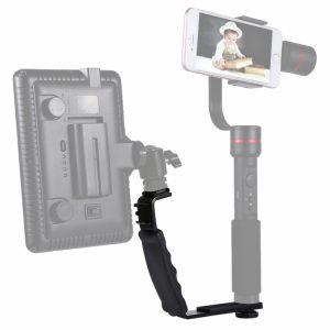 PULUZ L-Shape Bracket Handheld Grip with Dual Cold Shoe Mounts for DSLR Camera
