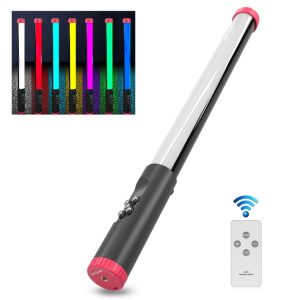 LED light stick in various colors with a remote control for operation.