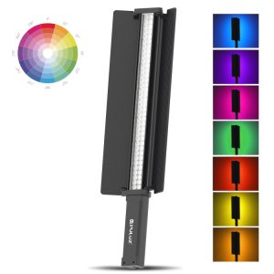 LED light panel with adjustable colors and a color spectrum wheel displayed alongside.