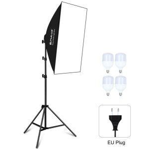 PULUZ 50x70cm Softbox Kit w/ 2m Tripod & 4x E27 20W 5700K LED Bulbs