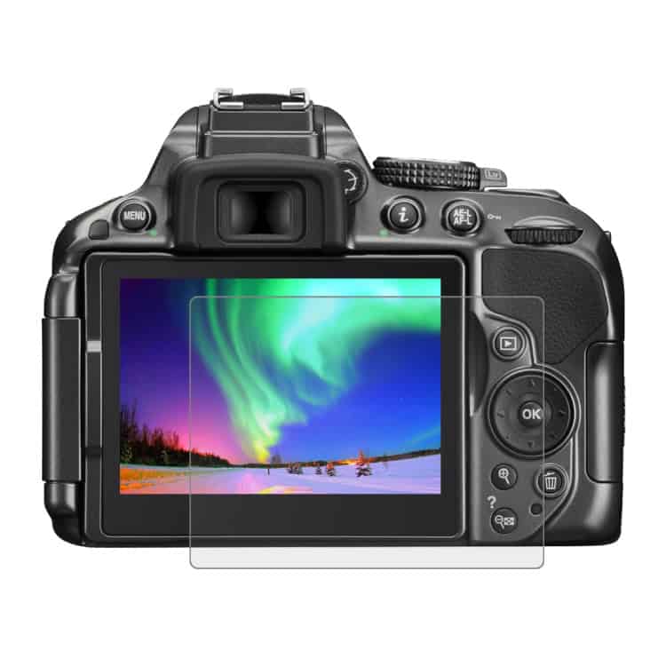 9H Tempered Glass Film for Nikon D5300, D5500, D5600, Pentax K-1 - PULUZ 2.5D 1 Digital Camera Showing A Vibrant Image Of The Northern Lights On Its Display Screen.